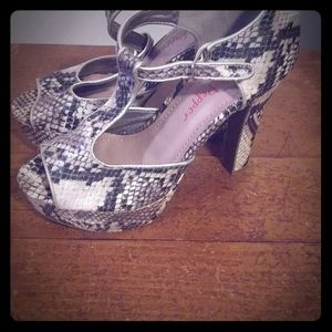 Snake skin type leather heels